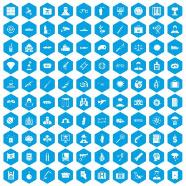 100 terörle mücadele simgeleri mavi ayarla