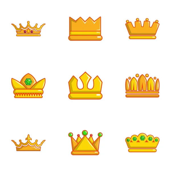 Conjunto de diferentes iconos de corona, estilo plano — Archivo Imágenes Vectoriales