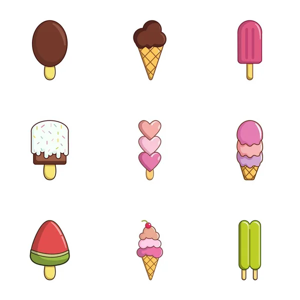 Különböző fagylalt ikonok készlet, lapos stílusú — Stock Vector