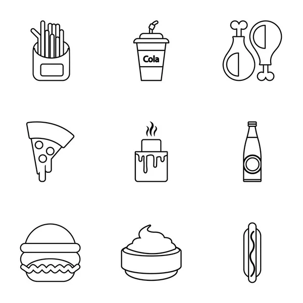 Żywność i napoje zestaw ikon, styl konturu — Wektor stockowy