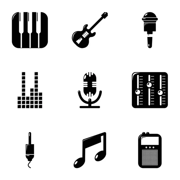 Ensemble d'icônes de traitement du son, style simple — Image vectorielle