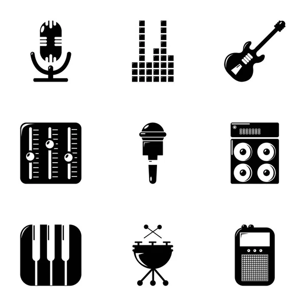 Conjunto de iconos de reproductor de música, estilo simple — Vector de stock
