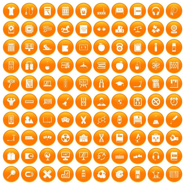 100 детских значков оранжевого цвета — стоковый вектор