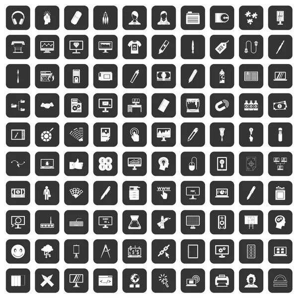 100 icônes webdesign noir — Image vectorielle