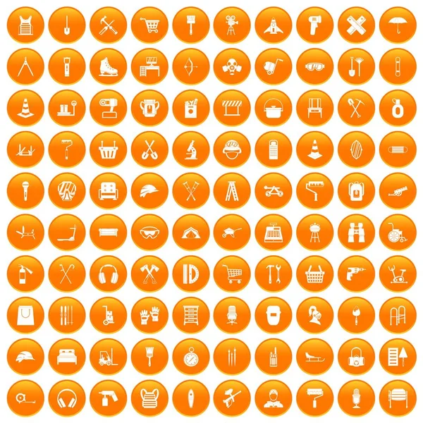 100 iconos de atuendo naranja — Archivo Imágenes Vectoriales