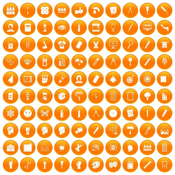 100 Farbsymbole orange gesetzt — Stockvektor