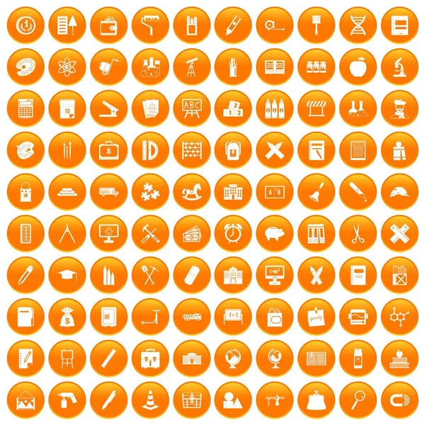 100 Pensil Icons set orange — Stockvektor