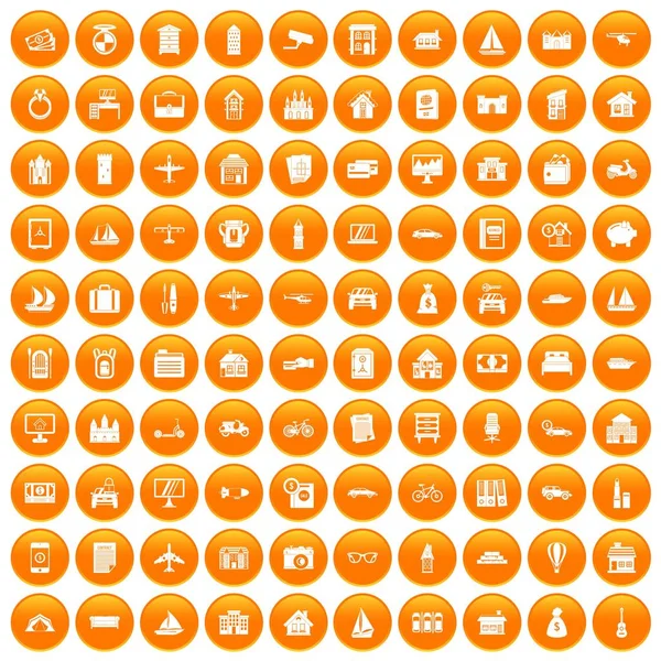 100 значків властивості встановити помаранчевий — стоковий вектор