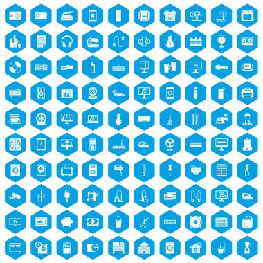 100 aletleri simgeleri mavi ayarla