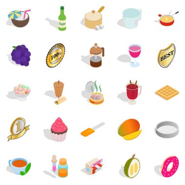 Tatlı Icons set, izometrik stili