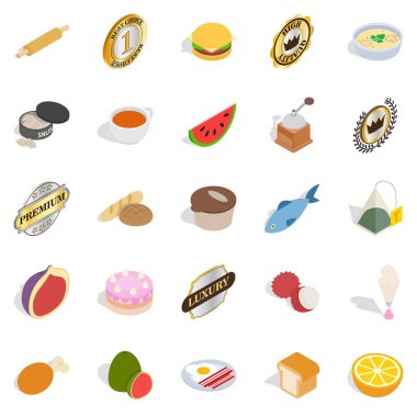 Fast food Icons set, izometrik stili