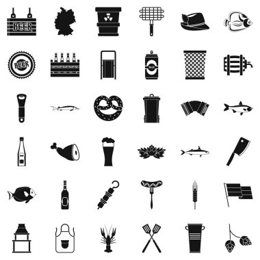 Bira tatil Icons set, basit tarzı