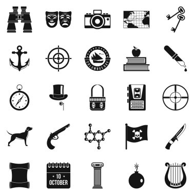 Avcılık Icons set, basit tarzı