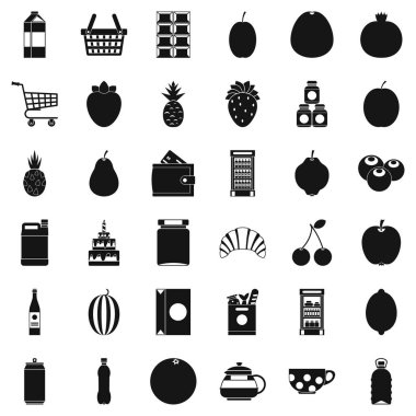 Yiyecek ve içecek Icons set, basit tarzı