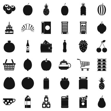 Meyve ve içecek Icons set, basit tarzı