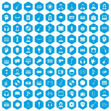 100 izleyici simgeleri mavi ayarla