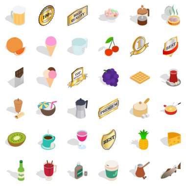 İçecek Icons set, izometrik stili