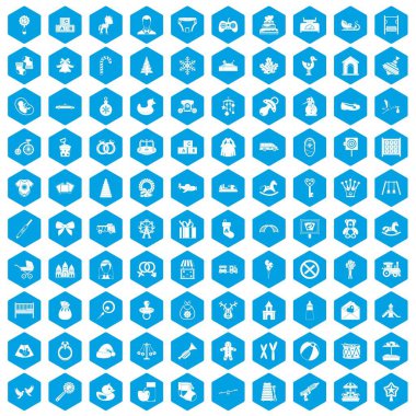 100 bebek simgeleri mavi ayarla