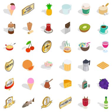 En iyi içecek Icons set, izometrik stili