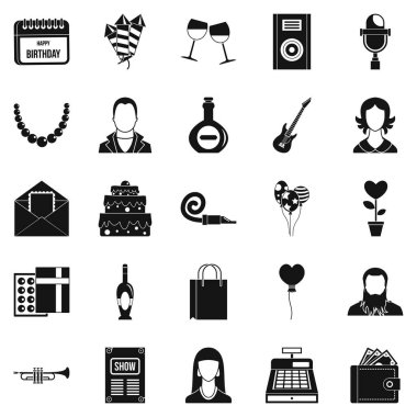 Diskotek Icons set, basit tarzı