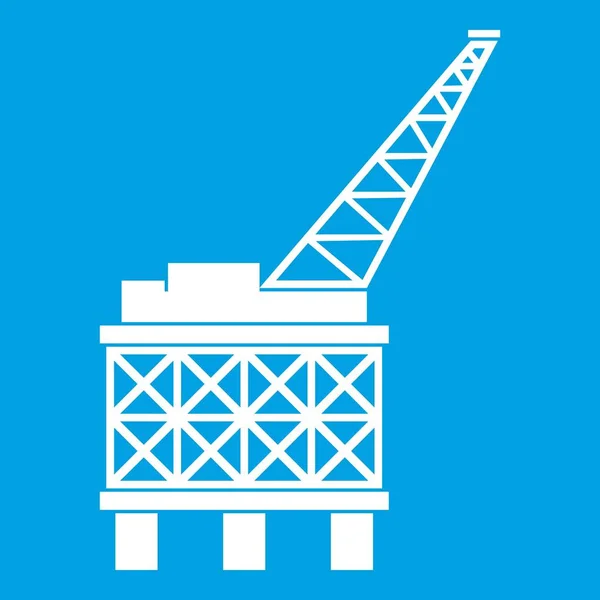 Icona piattaforma petrolifera bianca — Vettoriale Stock