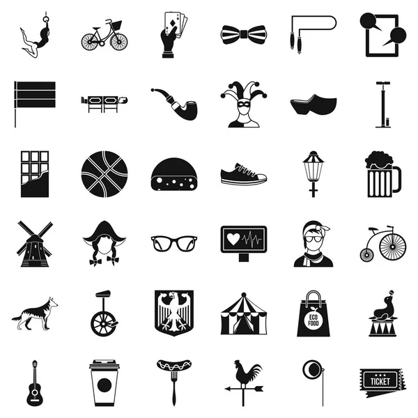 Conjunto de iconos de bicicleta, estilo simple — Vector de stock