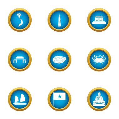 Vietnam Asya simgeler ayarla, stil düz