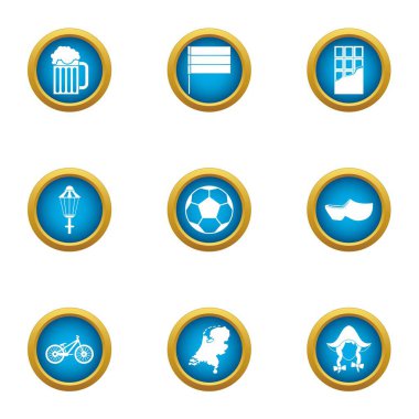 Euro süt Icons set, düz stil