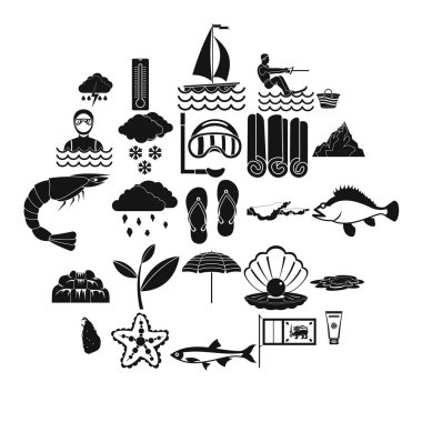 Dalış Icons set, basit tarzı