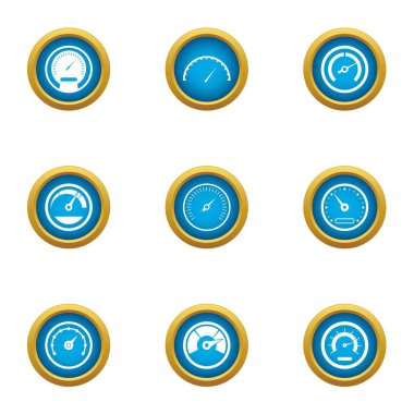 Hız Icons set, düz stil