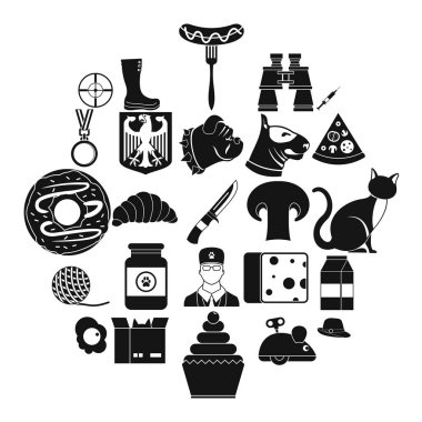 Köpek Icons set, basit tarzı