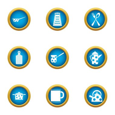 Elektrikli su ısıtıcısı Icons set, düz stil