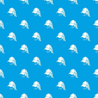 Kadın danışman kulaklık desen vektör kesintisiz mavi