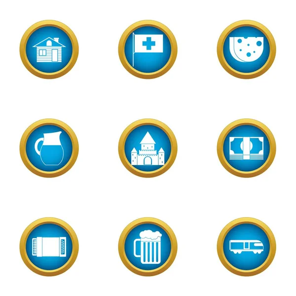 Yapım Icons set, düz stil peynir