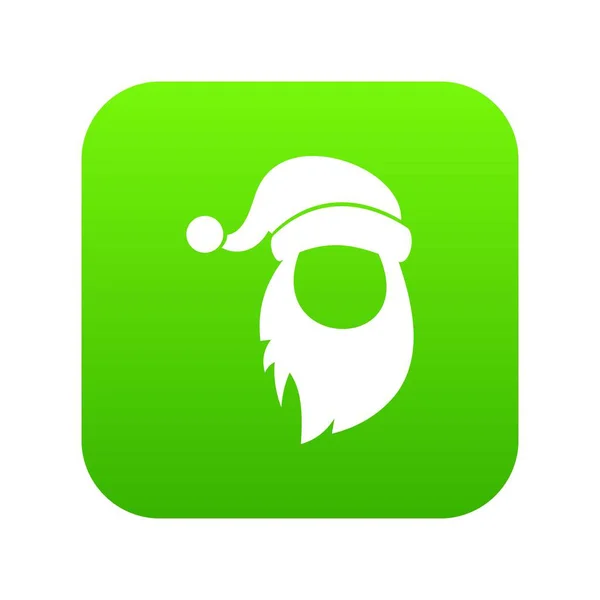 Keps med pompon av Santa Claus och skägg ikonen digital green — Stock vektor