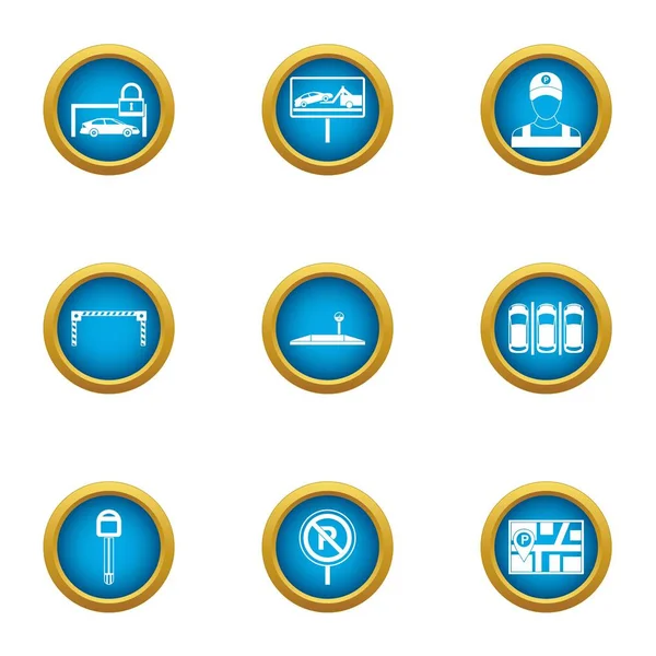 Parking facilities icons set, flat style — Stock Vector