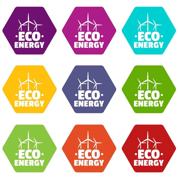 Eco conjunto de ícones de energia 9 vetor — Vetor de Stock