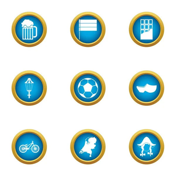 Euro süt Icons set, düz stil