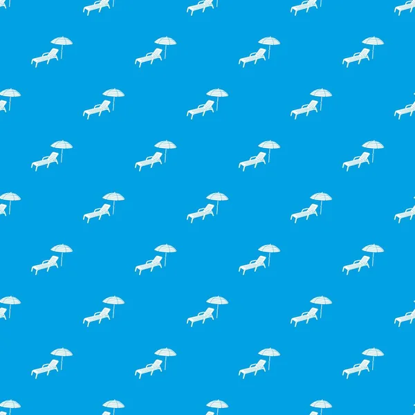Chaise longue et parasol vecteur sans couture bleu — Image vectorielle