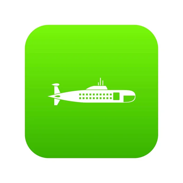 Militära ubåt ikonen digital green — Stock vektor