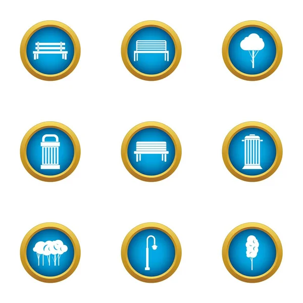 Tezgah parti Icons set, düz stil