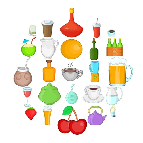 Icons set içki, karikatür tarzı