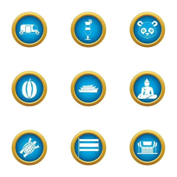 Asya Icons set, düz stil