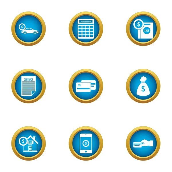 Nakit Icons set, düz stil egzoz