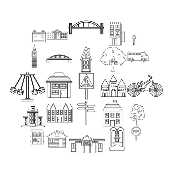 Eko şehir Icons set, anahat stili