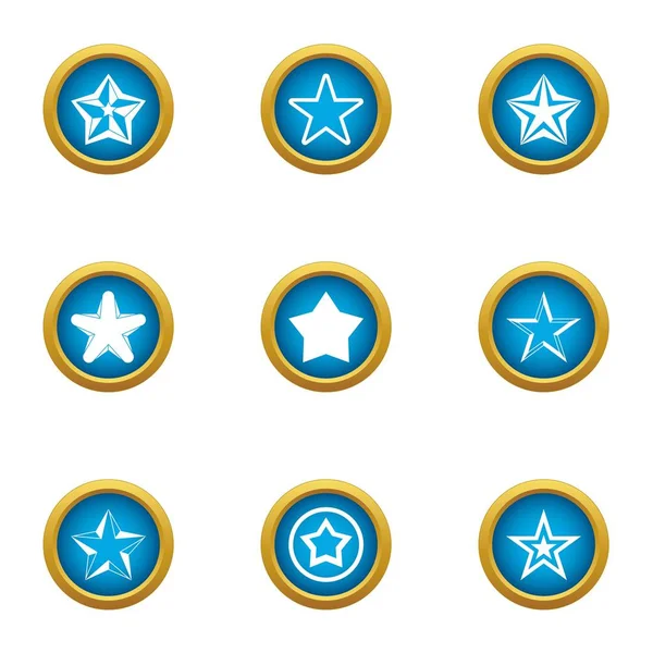 Water star icons set, flat style — Stock Vector