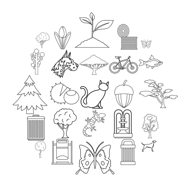 Temiz hava Icons set, anahat stili