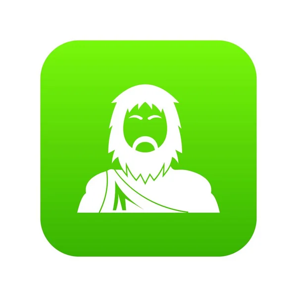 Neandertal icono verde vector — Vector de stock