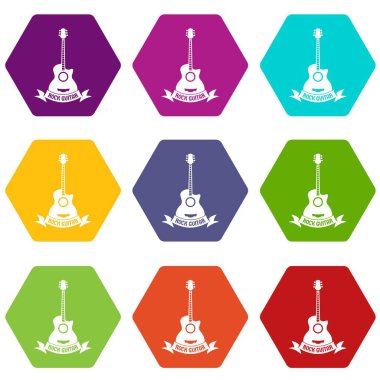 9 vektör gitar Icons set