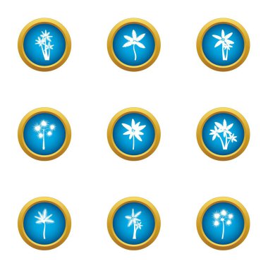 Dünya çiçek Icons set. Düz beyaz arka plan üzerinde izole web için 9 dünya çiçek vektör simge kümesi